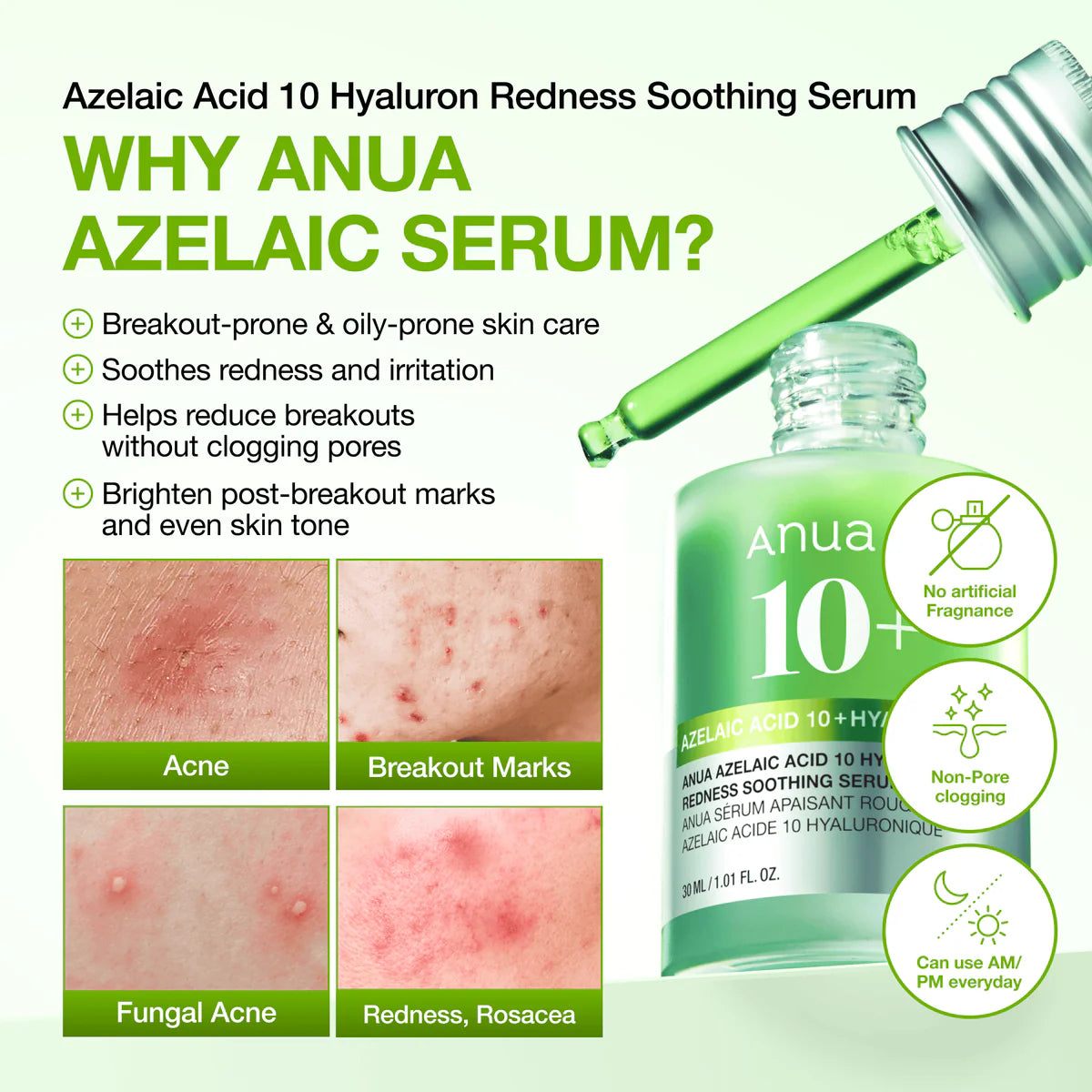 Anua Azelaic Acid 10 Hyaluron Redness Soothing Serum